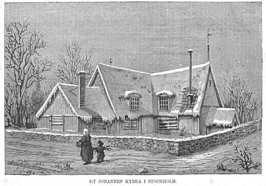S:t Johannes träkyrka i Stockholm från "Hemvännen" 1877