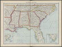 Southern United States in 1908 from The Harmsworth atlas and Gazetter The Harmsworth atlas and Gazetter 1908 (135851607).jpg