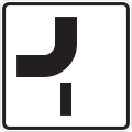 Zusatzzeichen 1002-14 Verlauf der Vorfahrt­straße an Einmün­dungen (von oben nach links)