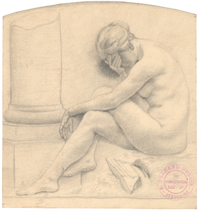 Émile Fernand-Dubois, La Douleur, dessin préparatoire pour le bas-relief du Monument aux morts de Cosne.