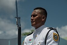 A Tuvaluan police officer during the visit of President Tsai of the Republic of China. 11.01 Tu Wa Lu Jing Cha Yi Dui  (24241840838).jpg