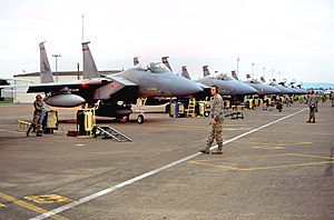 123d Fighter Squadron F-15s Portland International Airport Oregon.jpg