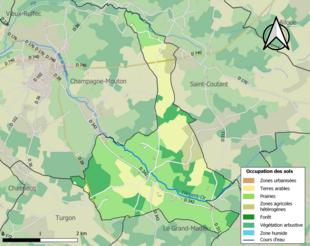 Carte en couleurs présentant l'occupation des sols.