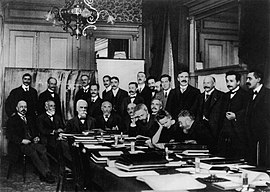 The first Solvay Conference was held in Brussels in 1911 and was considered a turning point in the world of physics and chemistry. 1911 Solvay conference.jpg