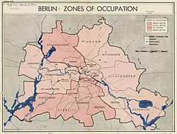 Ockupationsmakternas sektorer i Berlin, 13 augusti 1945.