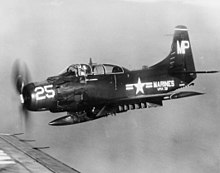 VMA-331 AD-5 in flight AD-5 Skyraider VMA-331 1950s.jpg