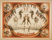 1879. Theater poster with Matt Morgan’s artwork for Abbey and Hickey's Humpty Dumpty, showing the show's harlequinade characters and other acts (1879).