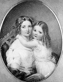 Mrs. John Barber James (Mary Helen Vanderburgh) und ihre Tochter Mary Helen James (Mrs. Charles Alfred Grymes), undatiert. Elfenbeinminiatur, 9,5 × 9,2 cm. Privatsammlung, Washington, D.C.