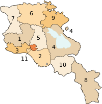 Peta pembahagian wilayah Armenia