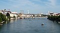 Basilea, el puente (el Mittlere Rheinbrücke) desde el puente (Wettsteinbrücke)