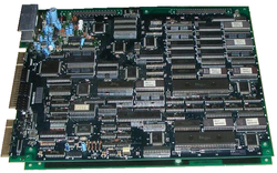 Two Hitachi 68HC000 CPUs being used on an arcade-game PCB Burning force pcb.PNG