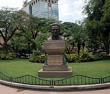 Bust statue of Flor in the central park of Portoviejo, Ecuador