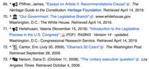 Cite Unseen adding iconic indicators to references in President of the United States