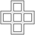 Rácsozott kereszt (en: cross fretted, de: Kantenwürfelkreuz) öt négyzet összeillesztéséből