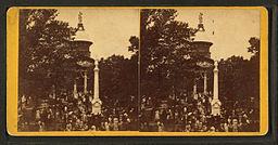 Court House and soldier's moument in Muscatine, Iowa, from Robert N. Dennis collection of stereoscopic views