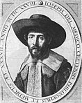 1628 gravure W. Delff (gravure) naar C. Duyster (schilderij): Joseph Delmedigo, 1628. Menasseh ben Israel gaf zijn boeken Sefer Elim en Majan Ganniem uit.