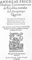 Il De republica emendanda (1554) di Andrzej Frycz Modrzewski proponeva un fitto programma di riforme da effettuare in riferimento a stato, società e chiesa. Lo scritto si ispira al Principe di Niccolò Machiavelli[195]