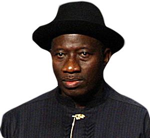 The president of Nigeria, Goodluck Jonathan, a...