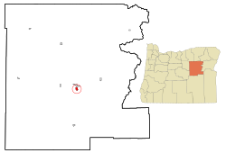 Elhelyezkedése Grant megyében és Oregonban