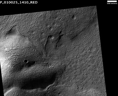 Hartwig Crater Floor, as seen by HiRISE. The scale bar is 500 meters long.