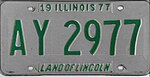 Номерной знак Иллинойса 1977 года - Номер AY 2977.jpg