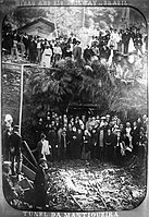 Návštěva císaře Pedra II a císařovny Teresy Cristiny během otevření tunelu Mantiqueira na železnici spojující Rio de Janeiro a Minas Gerais (Brazílie), 25. června 1882