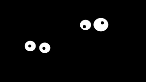 Two pairs of eyes in the dark, cartoon-style