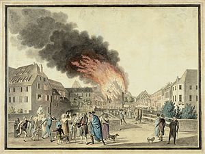 Jean Hans, Incendie du théâtre municipal de Strasbourg le 31 mai 1800.