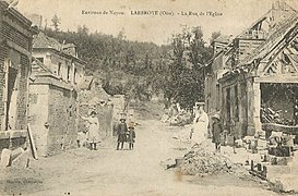 La rue de l'église en 1918.