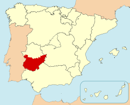 Ligging van Badajoz in Spanje