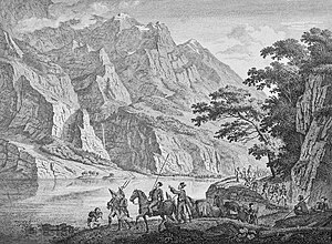 Российские войска в долине. Худ. Людвиг Гесс, 1799 г.