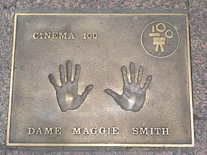 English: Maggie Smith handprints in Leicester ...