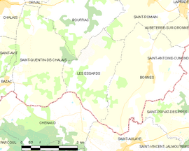 Mapa obce Les Essards