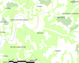 Mapa obce Sergeac