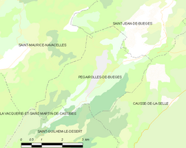 Mapa obce Pégairolles-de-Buèges