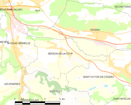 Mapa obce Sérézin-de-la-Tour