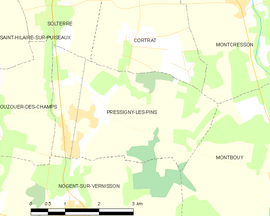 Mapa obce Pressigny-les-Pins