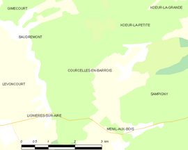 Mapa obce Courcelles-en-Barrois