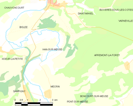 Mapa obce Han-sur-Meuse