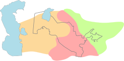 Areas of three Uzbek Tribal States in the middle of the 19th century
.mw-parser-output .legend{page-break-inside:avoid;break-inside:avoid-column}.mw-parser-output .legend-color{display:inline-block;min-width:1.25em;height:1.25em;line-height:1.25;margin:1px 0;text-align:center;border:1px solid black;background-color:transparent;color:black}.mw-parser-output .legend-text{}
Khanate of Kokand (Ming dynasty)
Khanate of Khiva (Qhongirat dynasty)
Emirate of Bukhara (Manghit dynasty) Map of 3 Uzbek tribal dynasties in the middle of the 19th century.svg