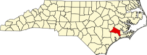 Poziția localității Comitatul Jones, Carolina de Nord