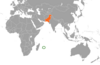 Location map for Mauritius and Pakistan.