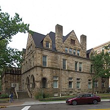 The Music Building once served as home to the original studio for Mr. Rogers' Neighborhood. Music Building, University of Pittsburgh, 2019-09-30.jpg