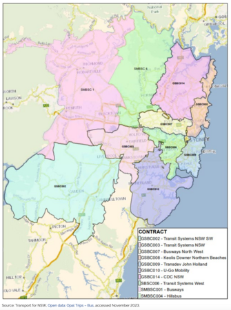 Sydney Bus Contract Map