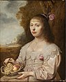 Portrait of a Young Woman Holding a Basket of Fruit by Jacob van der Merck, in the collection of Museum of Fine Arts, Boston.