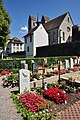 Ansicht vom Stadtfriedhof auf Liebfrauenkapelle und Stadtpfarrkirche, links das Schulhaus Herrenberg