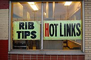 Rib tips and hot links sign outside