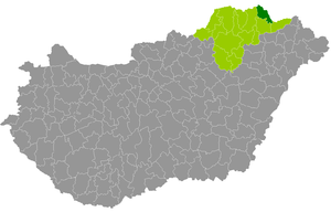 okres Sátoraljaújhely na mapě Maďarska