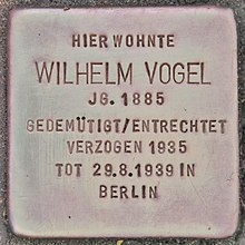 Stolperstein für Wilhelm Vogel in Neue Mühle