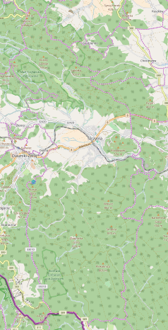 Mapa konturowa Szczytnej, w centrum znajduje się punkt z opisem „Szczytna”